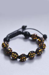Native Vibe Jewelry Black and Gold Crystal Shamballa Bracelet
