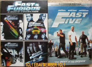 Fast Five Fast and Furious All 5 Movies Collection New 5 DVDs Vin