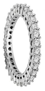 Eternity Engagement Ring Band SI1 G Round Diamond Jewelry 14k White