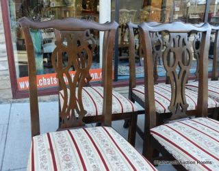 Set 8 Cherry Ethan Allen Georgian Court Chippendale Dining Room Chairs