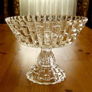 Cut Log Open Compote Antique EAPG Glass C 1880s Bryce Higbee Cats