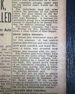 ROSCOE FATTY ARBUCKLE Virginia Rappe Death Hollywood MURDER ? 1921 Old