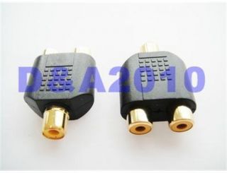 Gold Plated 2 RCA Female Socket to 1 RCA Female Adapter