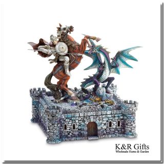 Chess Set Medieval Fantasy Dragon and Knight Battle on 3D Castle Board