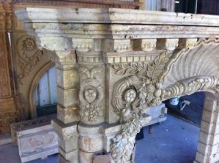 Hand Carved Marble Shell Fireplace Mantel MFPSS1