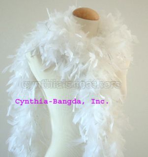 65 gms Chandelle Feather Boa White w Silver Tinsel New