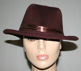 Brown Fedora Gangster Pimp Freddy Foam Flocked Hat