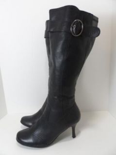 FITZWELL Tall Black Leather Boots Shoes Heels Womens Size 12