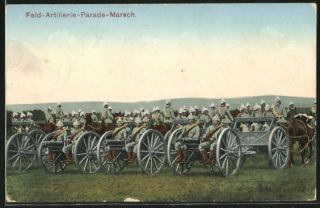 German WWI Feld Artillerie Parade 1915 postcard