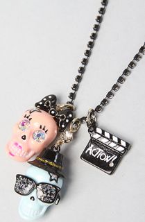 Betsey Johnson The Film Noir Skull Boy Girl Charm Necklace