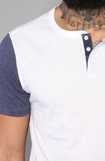 All Day The Two Tone Henley in White Navy Blue Heather