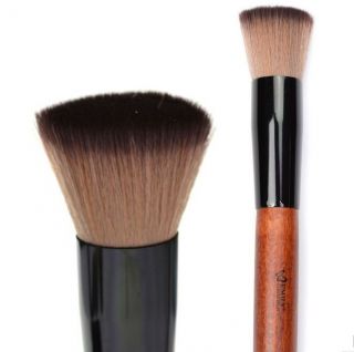 synthetic flat top foundation face buffer wooden brush