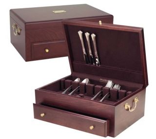 Classic Mahogany Flatware Silverware Storage Chest by Reed and Barton