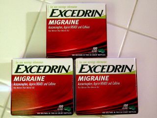 Excedrin Migraine 300 Geltabs Three Boxes 100 Ct Each