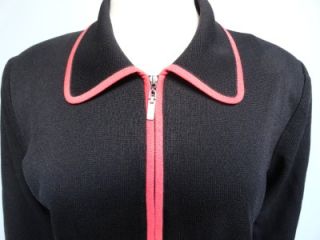 Exclusively MISOOK Petite Womens Black Zip Front Sweater Jacket