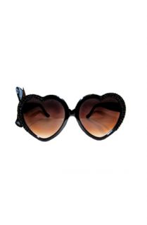 MARIALIA Jet Black Halfheart Swarovski sunnies