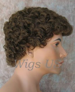 Wigs Medium Brown Will Ferrell tight curls mens wig US Seller