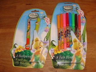  Fairies Tinkerbell 2 Ball Pens 8 Coloured Felt Pens New SEALED