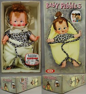 Flintstones 1963 Baby PEBBLES 15 Doll w Blanket MIB Ideal NRFB w Tag
