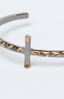 House of Harlow 1960 The Faceted Metal Cross Cuff