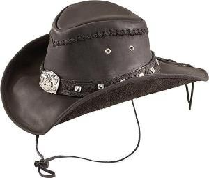Leather Hat With Concho and Strap   Thunderstruck
