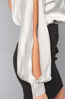 Blaque Label The One Shoulder Satin Dress in Gray