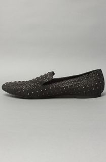 Matiko Shoes The Lee Flat in Studded Black Snake