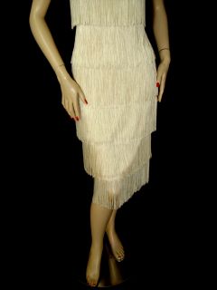 1795 St John Fringe Flapper Dress Sz 4 Sexy Elegant Santana Sequns