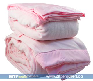  Comfort features a cozy baby pink fleece set for your queen size bed