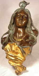 Female Face Woman Bronze Sculpture Wall Hanging Color