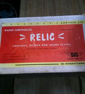 Vintage Sig Unassembled Foam and Balsa RC Relic Airplane Kit.