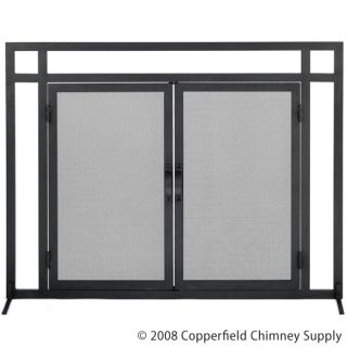 Chimney Woodfield Mission Style Black Wrought Iron Fireplace Screen