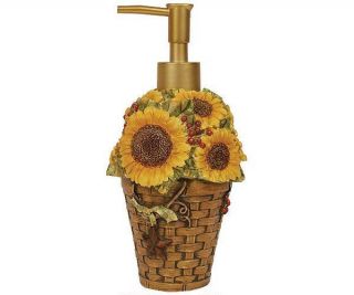 Kitchen Bath Soap Lotion Dispenser Sunflower Basket Linda Spivey