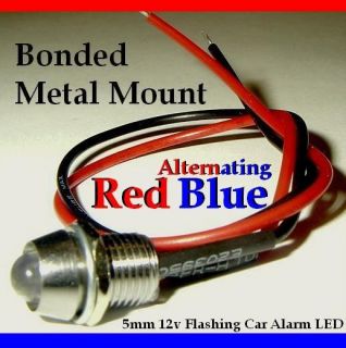  Blue Alternating Dummy Fake Car Alarm LED Light Dash Mount Mm