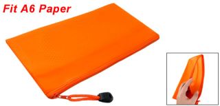 A6 File Folder Document Holder Zipper Closure Orange Nylon Bag