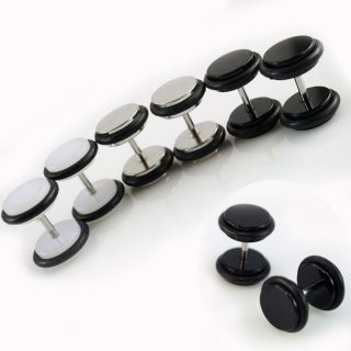 Pairs of Cheater Faux Fake Ear Plugs Gauges Tapers White Black