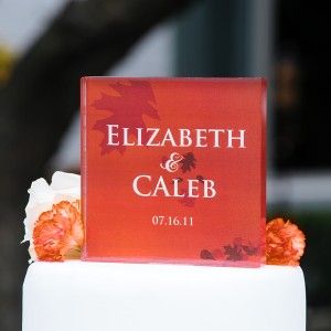 Personalized Fall Wedding Cake Topper Engraved Acrylic Fall Leafs Cake