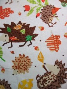 Dear Stella Autumn Hedgehog Fall Leaves Animal Cotton Fabric Yard