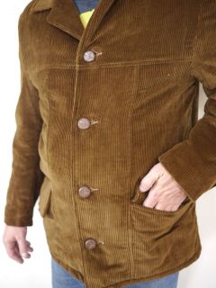 Vintage 1970s Chocolate Brown Corduroy Quilt Lined Jacket Coat USA