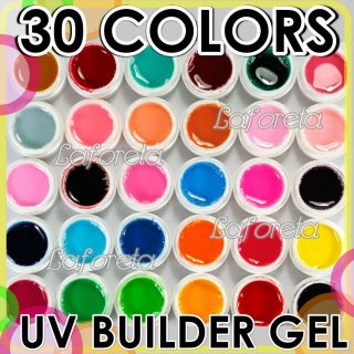 Mix 30 Pure Colors UV Builder Gel Set for Nail Art False Full French