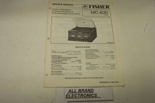 Fisher MC 630 Stereo Music System Service Manual H C