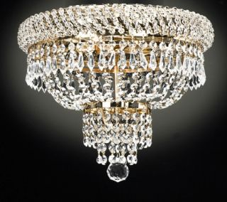 New Empire Style Flush Mount Crystal Chandeliers 3 Lights Silver