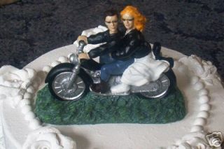 Biker Motorcycle Wedding Cake Topper Leather Blnd Bride