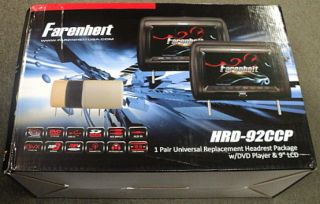 New Farenheit HRD 92CCP 2 9 LCD Universal Headrest Monitors w Built