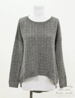 theory grey cream wool fishtail hem sweater size s p