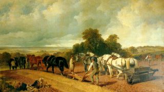 Seed Time Farm Horses by Herring on Canvas Repro Small