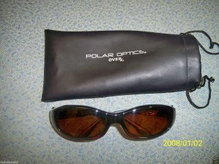 Polar Optics Sunglasses Fits Over RX Glasses Polarized w/ Soft Case