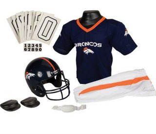 Denver Broncos Kids Youth Football Helmet Uniform Set