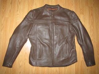 New First Classics Leather Gear Brown Motorcycle Biker Jacket Mens M