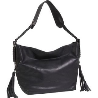Handbags Derek Alexander Leather Open Top Hobo with Braided Str Black